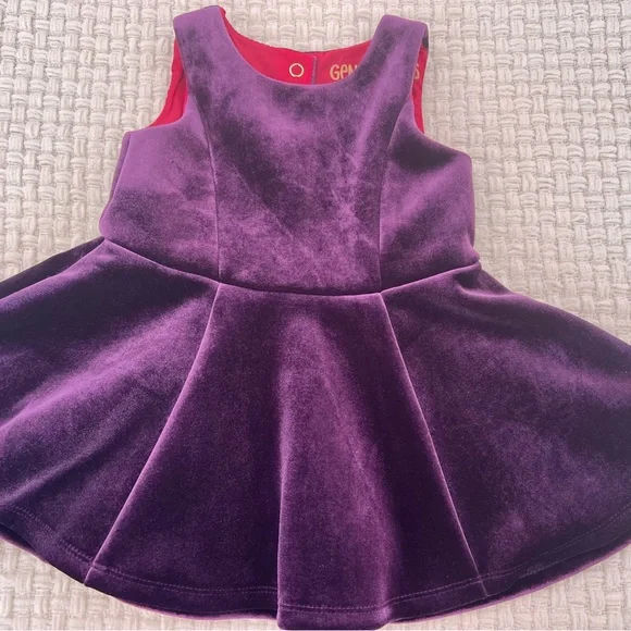 Purple Velvet Kids Dress - Picture 2 of 6